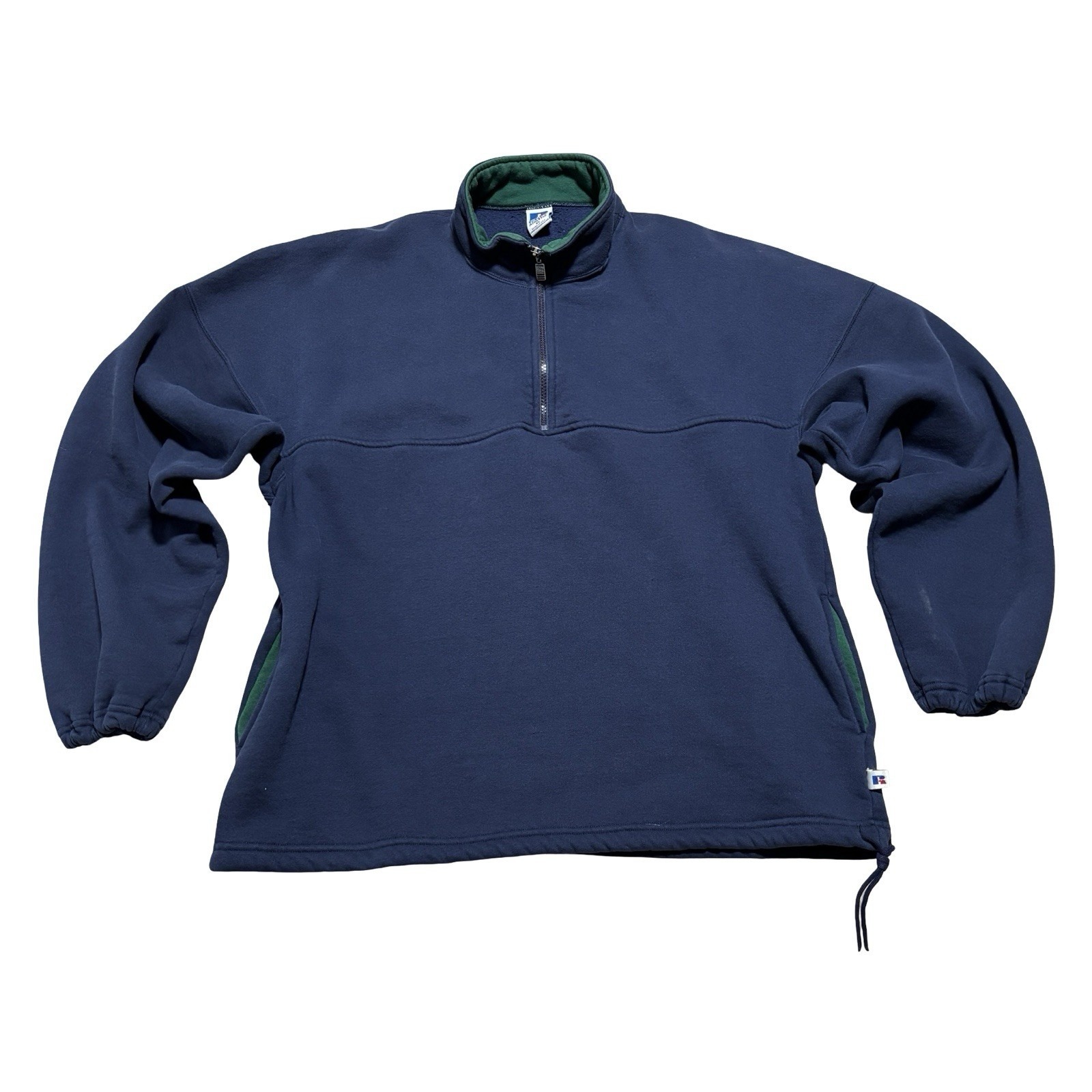 Vintage 90s Russell Athletic Men's 1/4 Zip Pullover Sweater Blue Size Xl 24 X 28